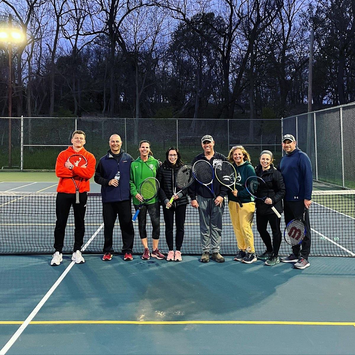 Tennis coaching on court