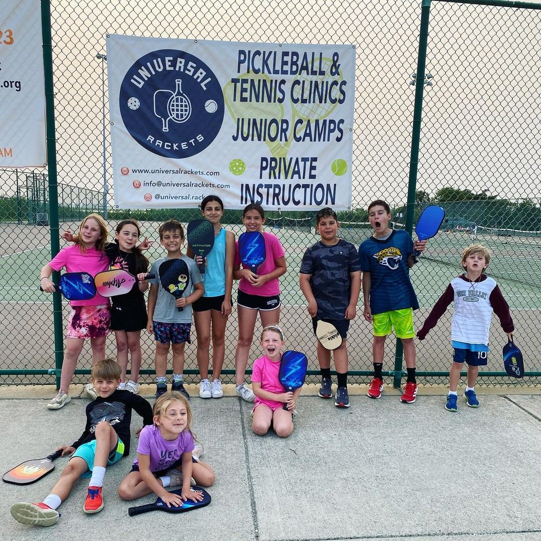Kids at a summer pickleball camp